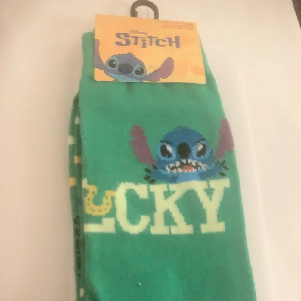 NEW Disney Stitch Green Lucky Socks NWT